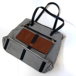 Fossil Kinley Shopper bag large shoulder bag black and white striped